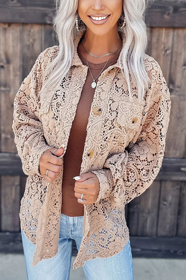 Always Loving You Lace Button Shacket