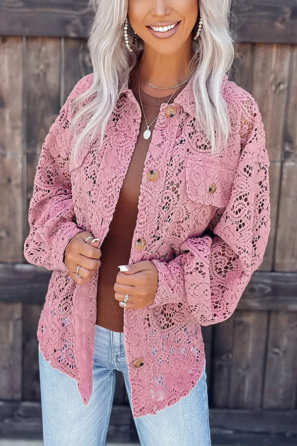 Always Loving You Lace Button Shacket