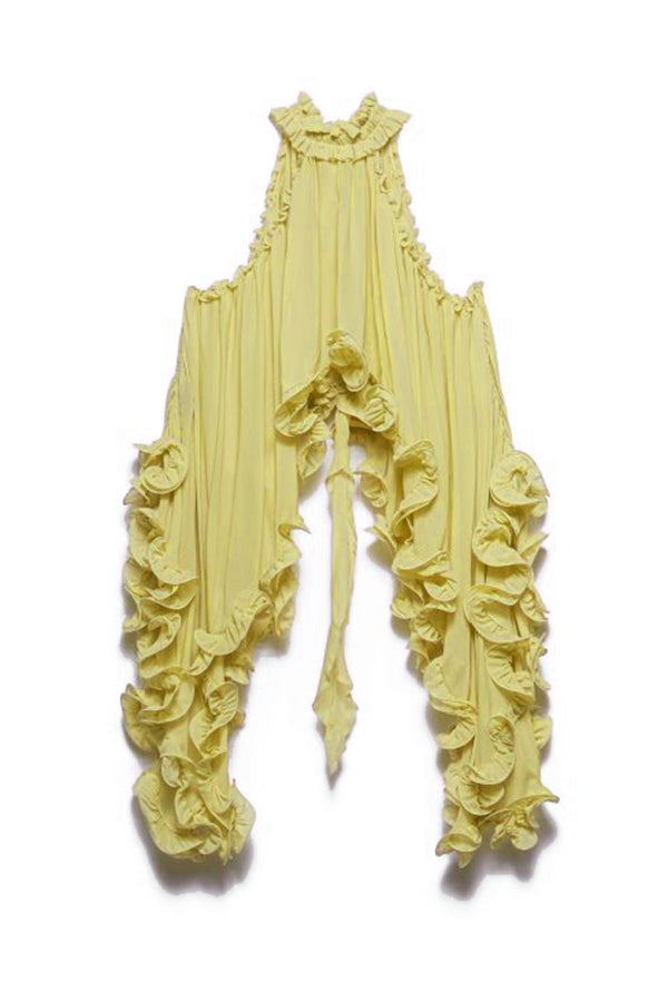 Romantic Drama Chiffon Wavy Ruffles Halter Irregular A-line Top (Shipped Within 24 Hours)
